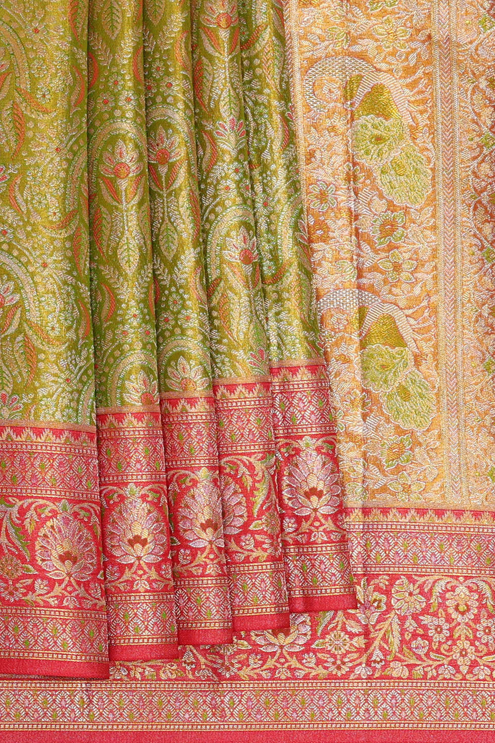 Image of Kanchipattu Green Tissue Brocade Saree